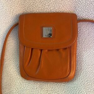 Tignanello Burnt Orange Leather Crossbody with Front Flap